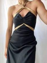 Load image into Gallery viewer, 1990’s Golden Arrow Goddess Halter Dress (S/M)
