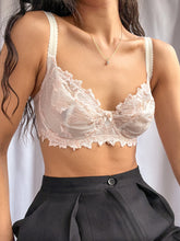 Load image into Gallery viewer, Y2K Peach Pink Embroidered Sheer Floral Lace Bra
