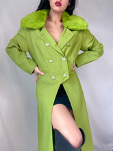 Load image into Gallery viewer, 2000’s Chartreuse Blazer Trench Coat with Detachable Faux Collar (S-XL)
