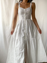 Load image into Gallery viewer, Modern Tiered 100% Cotton White Prairie Dress (XS/S)
