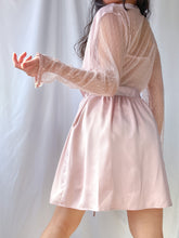 Load image into Gallery viewer, Y2K Blush Satin Mesh Embroidered Duster &amp; Mini Slip Set (S/M)
