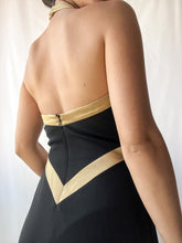 Load image into Gallery viewer, 1990’s Golden Arrow Goddess Halter Dress (S/M)
