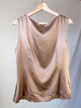 Load image into Gallery viewer, 100% Silk Gold Cowl Neck Vintage Tank (M/L)
