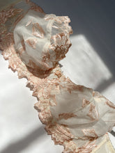 Load image into Gallery viewer, Y2K Peach Pink Embroidered Sheer Floral Lace Bra
