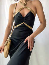 Load image into Gallery viewer, 1990’s Golden Arrow Goddess Halter Dress (S/M)
