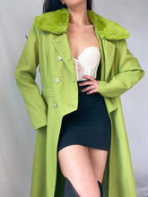 Load image into Gallery viewer, 2000’s Chartreuse Blazer Trench Coat with Detachable Faux Collar (S-XL)
