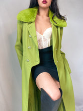 Load image into Gallery viewer, 2000’s Chartreuse Blazer Trench Coat with Detachable Faux Collar (S-XL)
