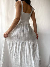 Load image into Gallery viewer, Modern Tiered 100% Cotton White Prairie Dress (XS/S)
