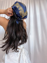 Load image into Gallery viewer, 100% Silk Sapphire &amp; Gold Paisley Vintage Scarf Handmade in Italy
