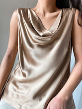 Load image into Gallery viewer, 100% Silk Gold Cowl Neck Vintage Tank (M/L)
